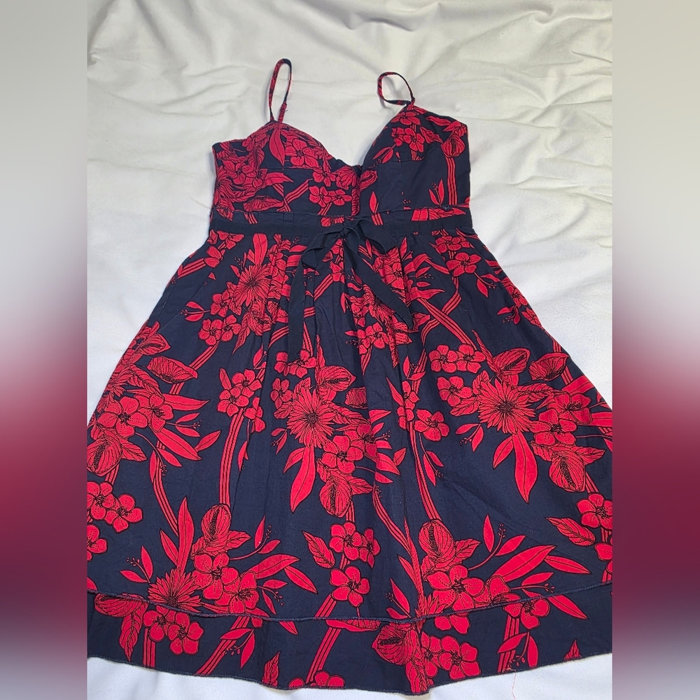 Forever 21 Mini Bustier Lift 100% Cotton Red & Blue Dress- Size Med